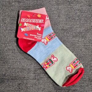 Smarties Candy Novelty Quarter Crew Socks One Size Multicolor Colorblock New